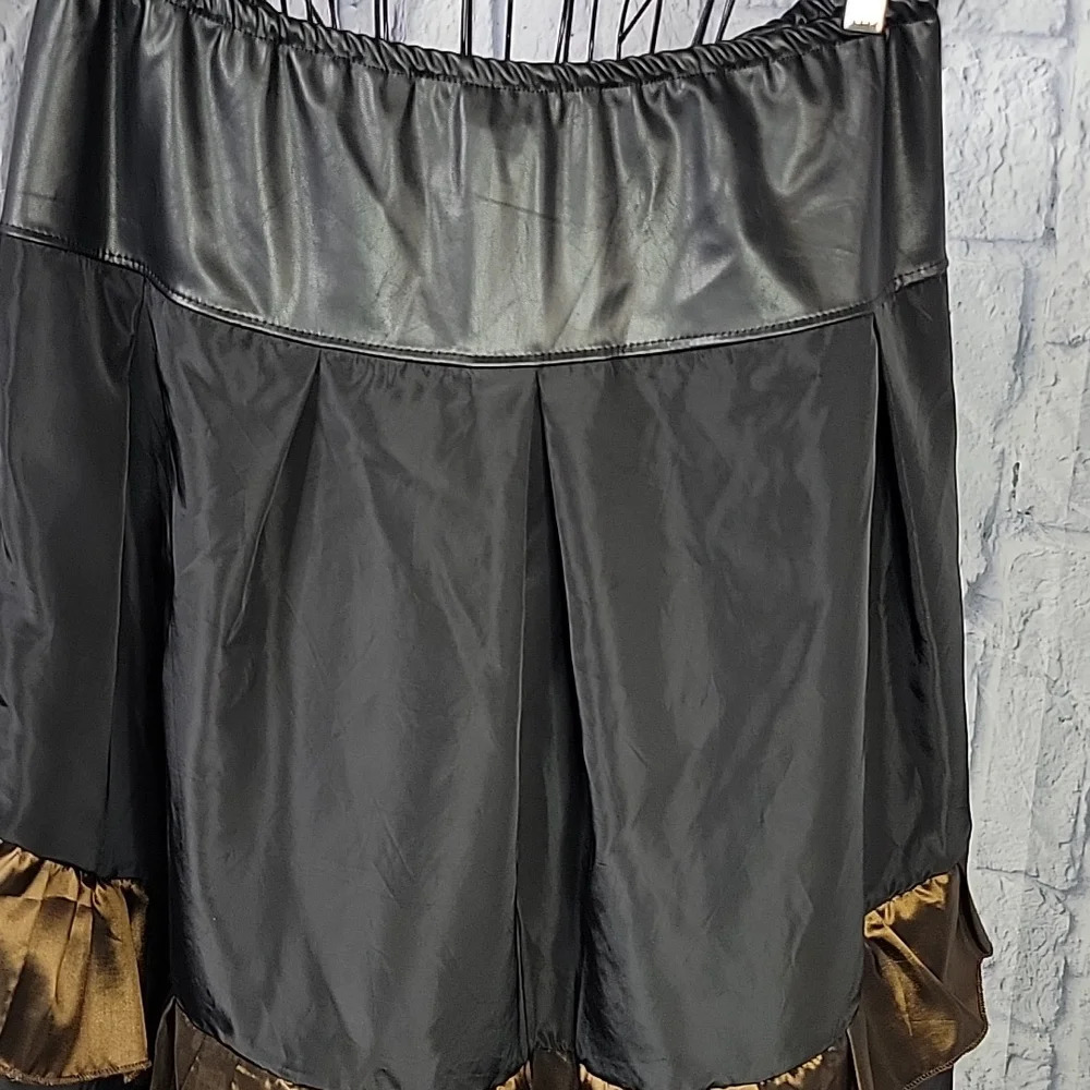 NO BRAND Ankle Length Black and Bronge Steampunk Ruffled Skirt - Picture 5 of 7
